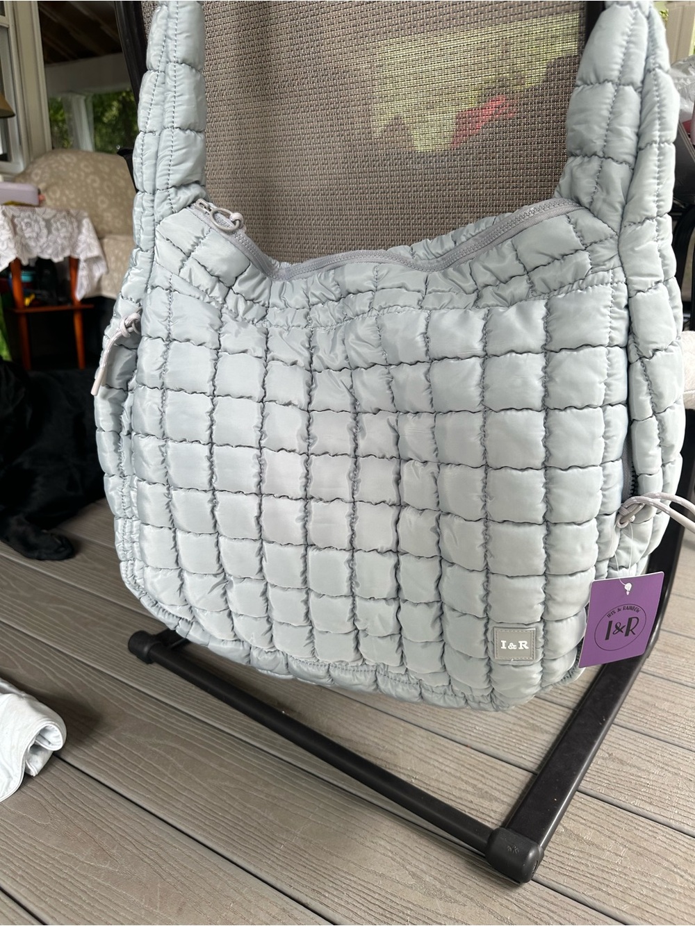 I&R Dreamy Puff Iris Bag Light Gray Quilted. HUGE & usefull!! NWT
